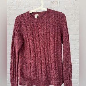LL Bean Small Women’s Double L Mixed Cable Sweater Crewneck